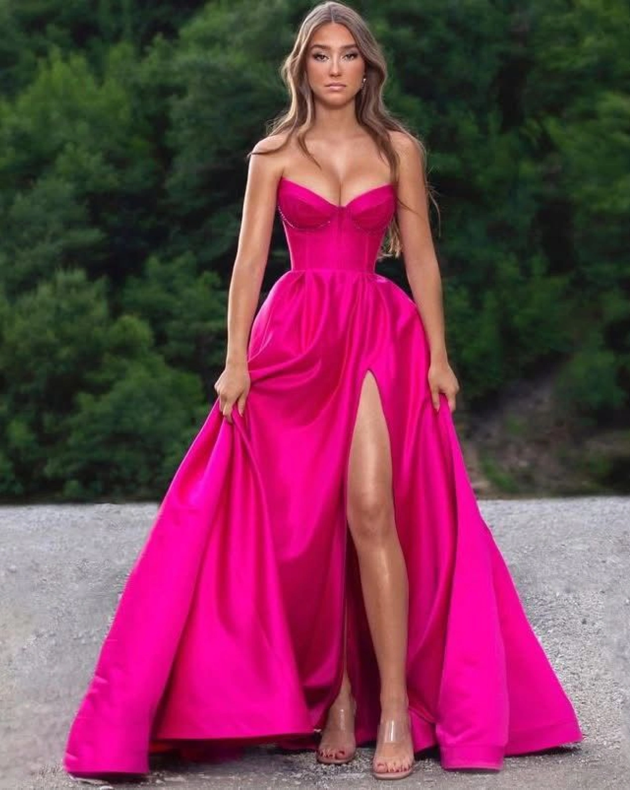 Рокля Glamour Фуксиева