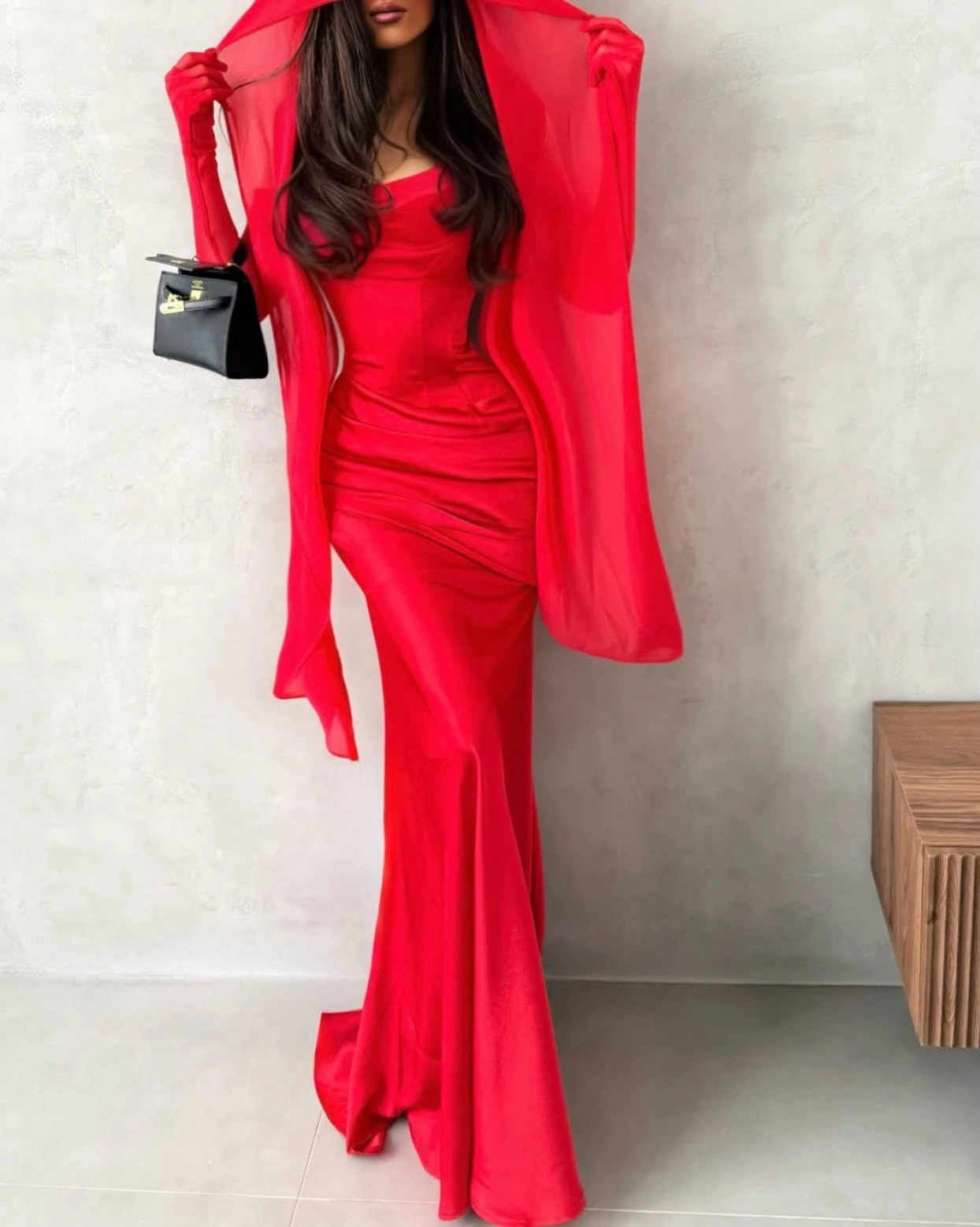 Рокля Timeea Червена еластична тафта