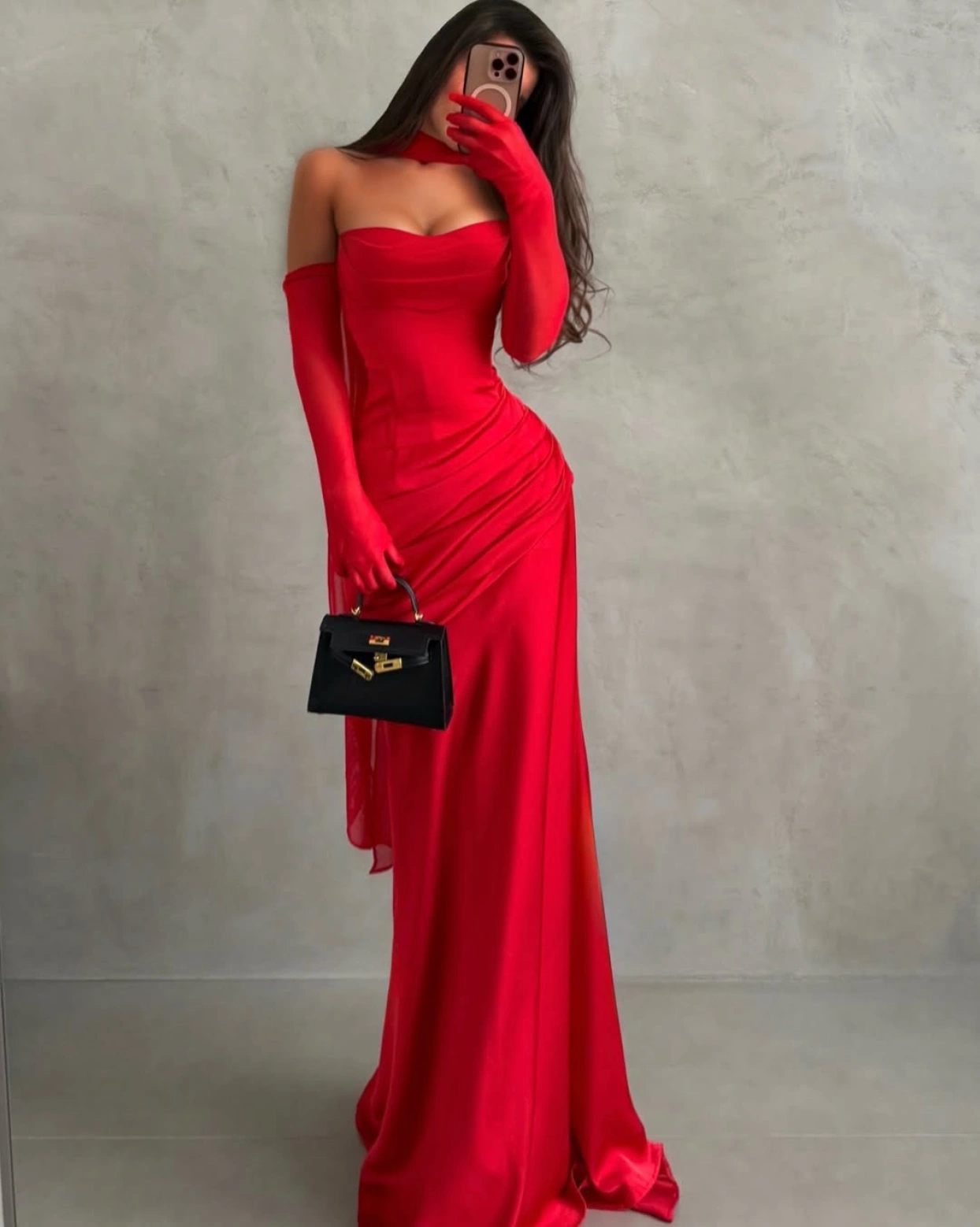 Рокля Timeea Червена еластична тафта