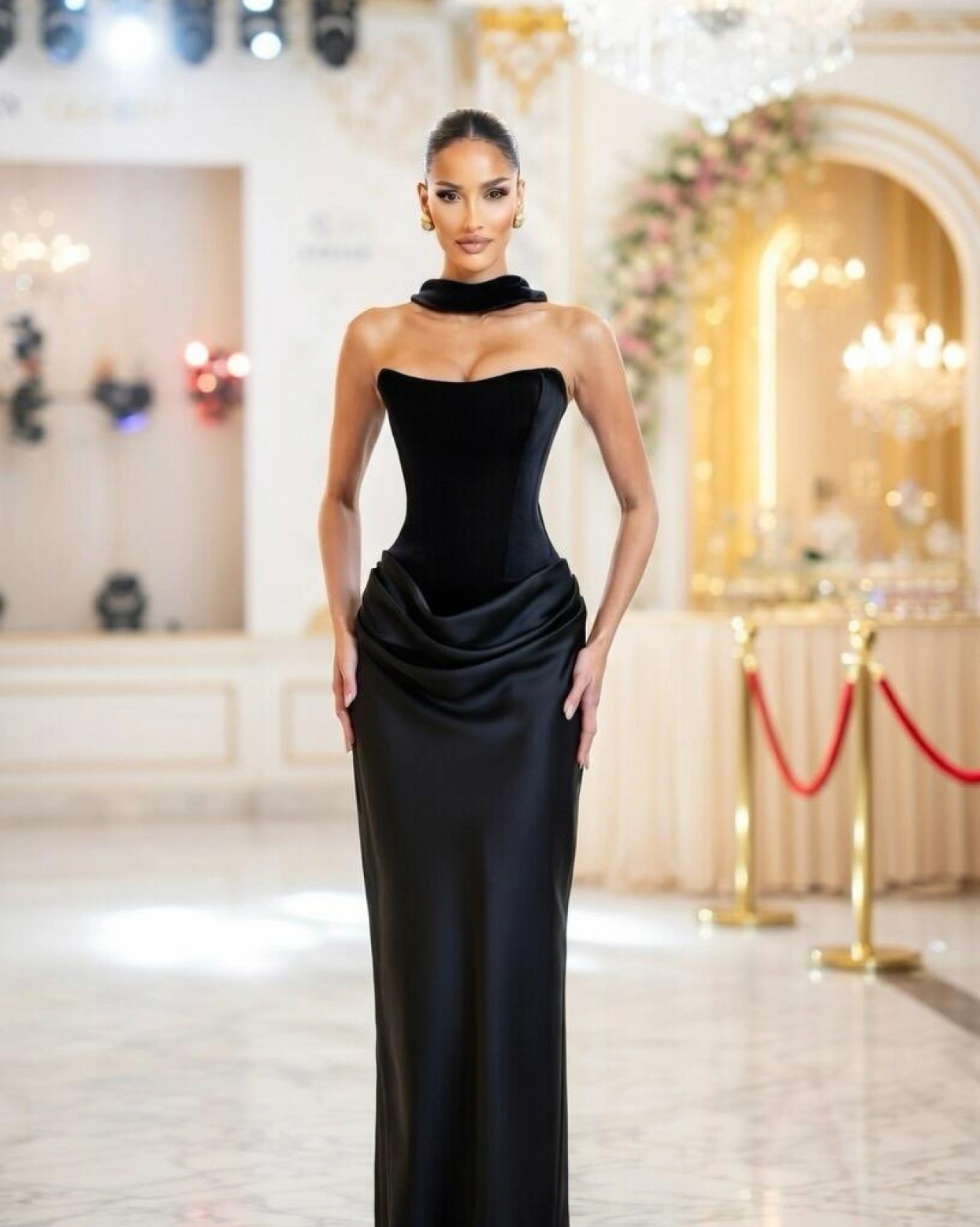 Рокля  Alessia Черна с корсет