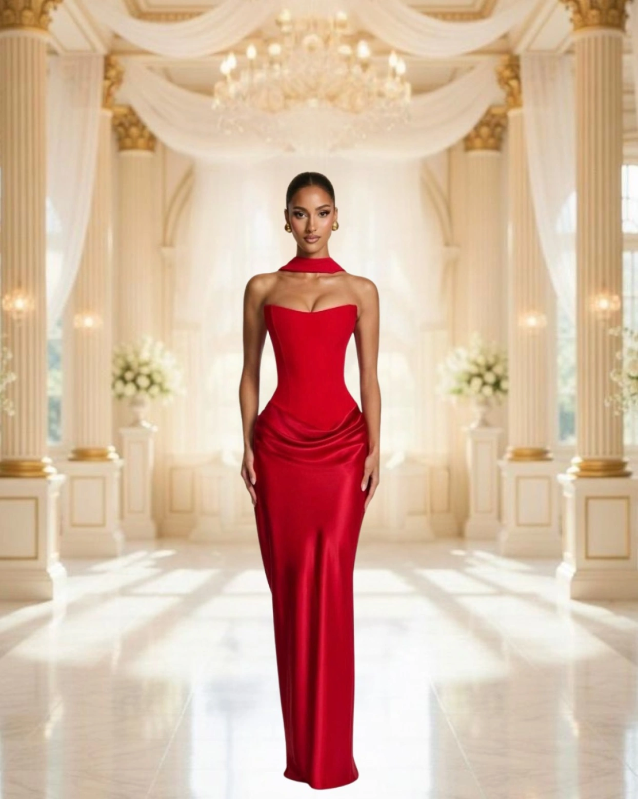 Рокля  Alessia Червена с корсет