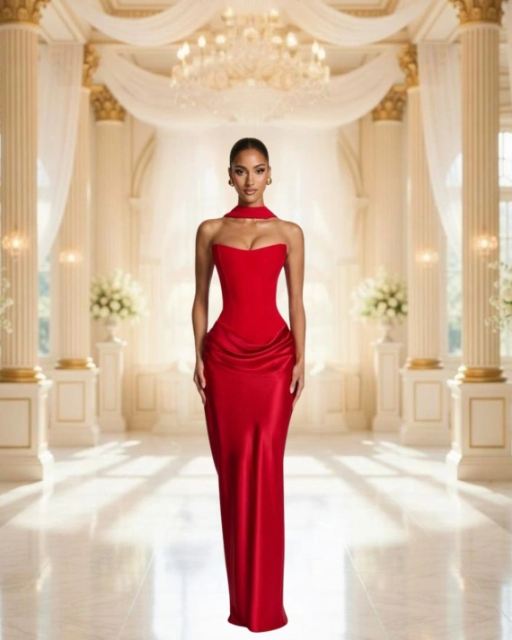 Рокля  Alessia Червена с корсет