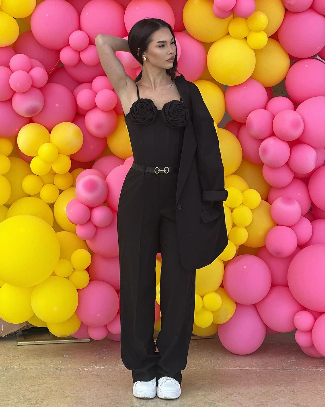 Rosa Corset Top Negru