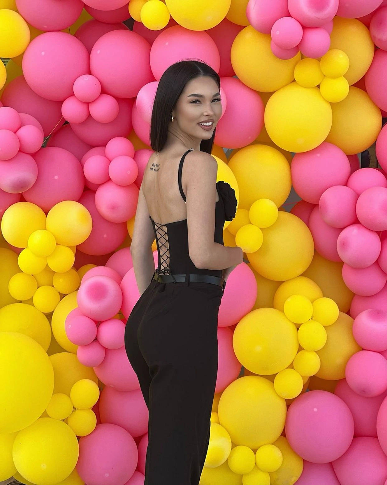 Rosa Corset Top Negru