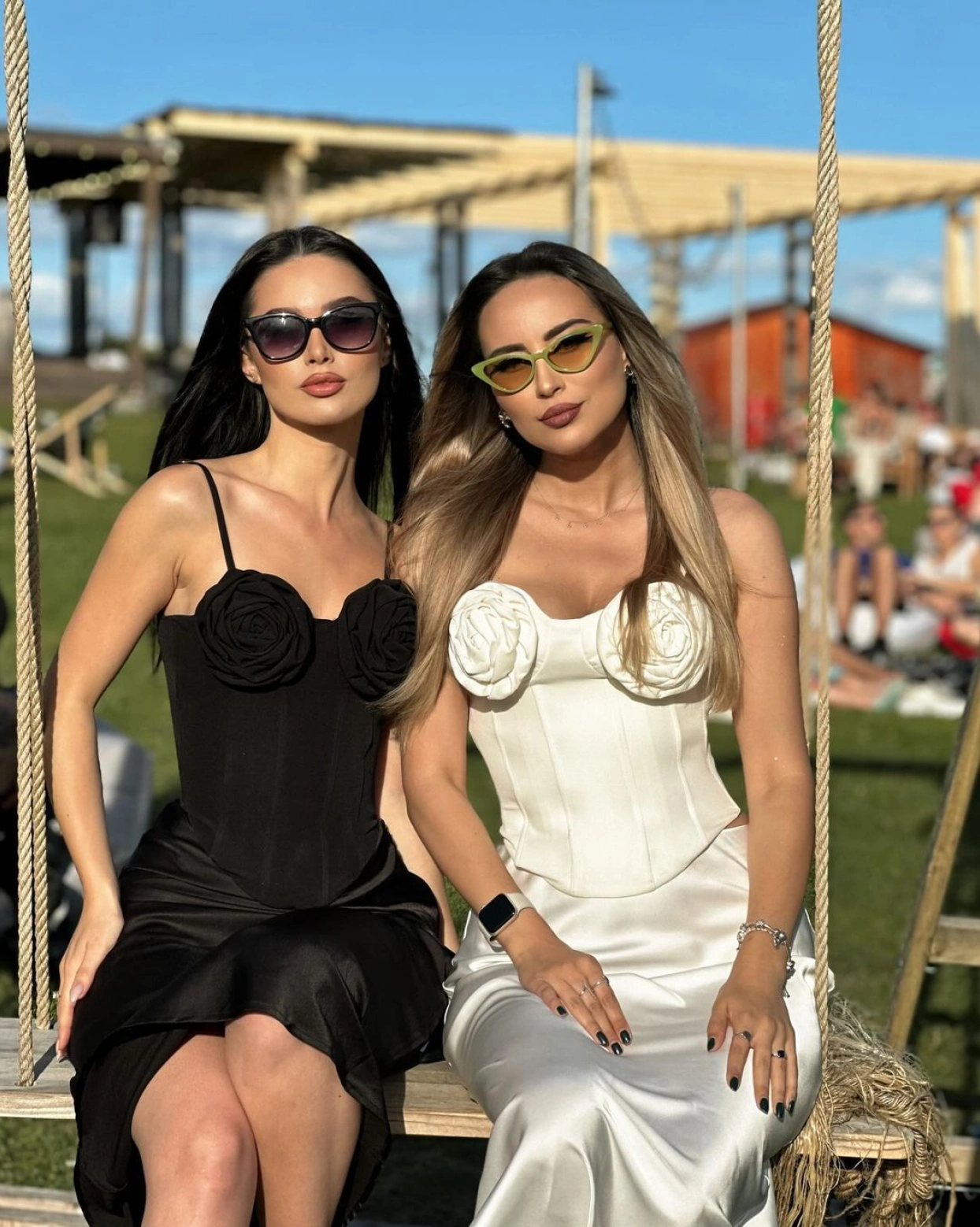 Rosa Corset Top Negru