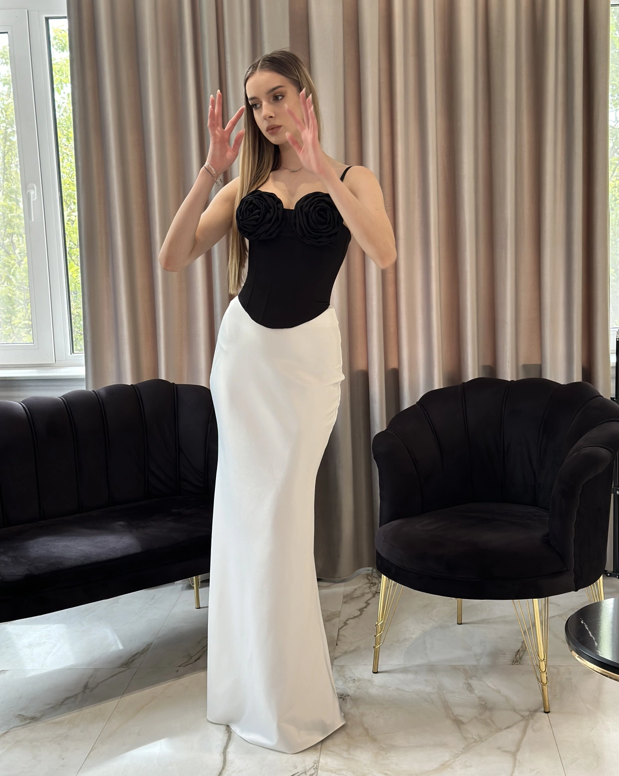 Rosa Corset Top Negru