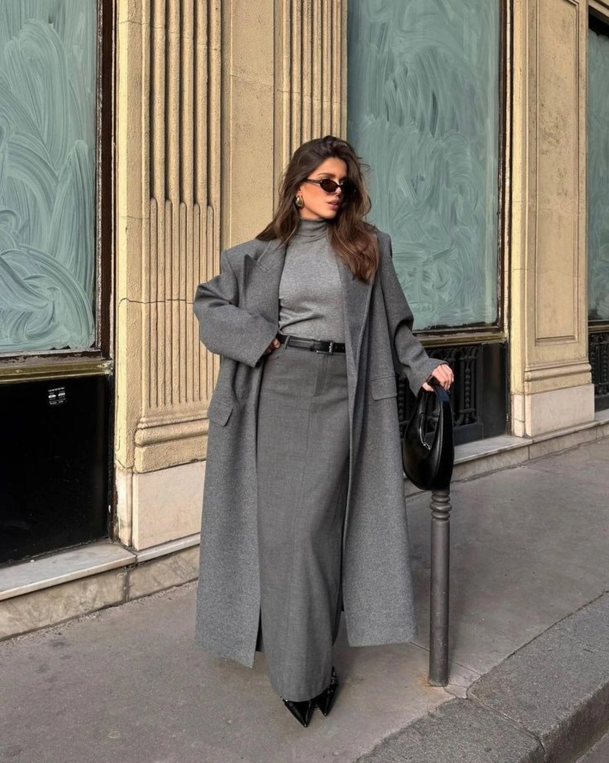 Палто Street Сиво закопчаване отвътре със скрити копчета