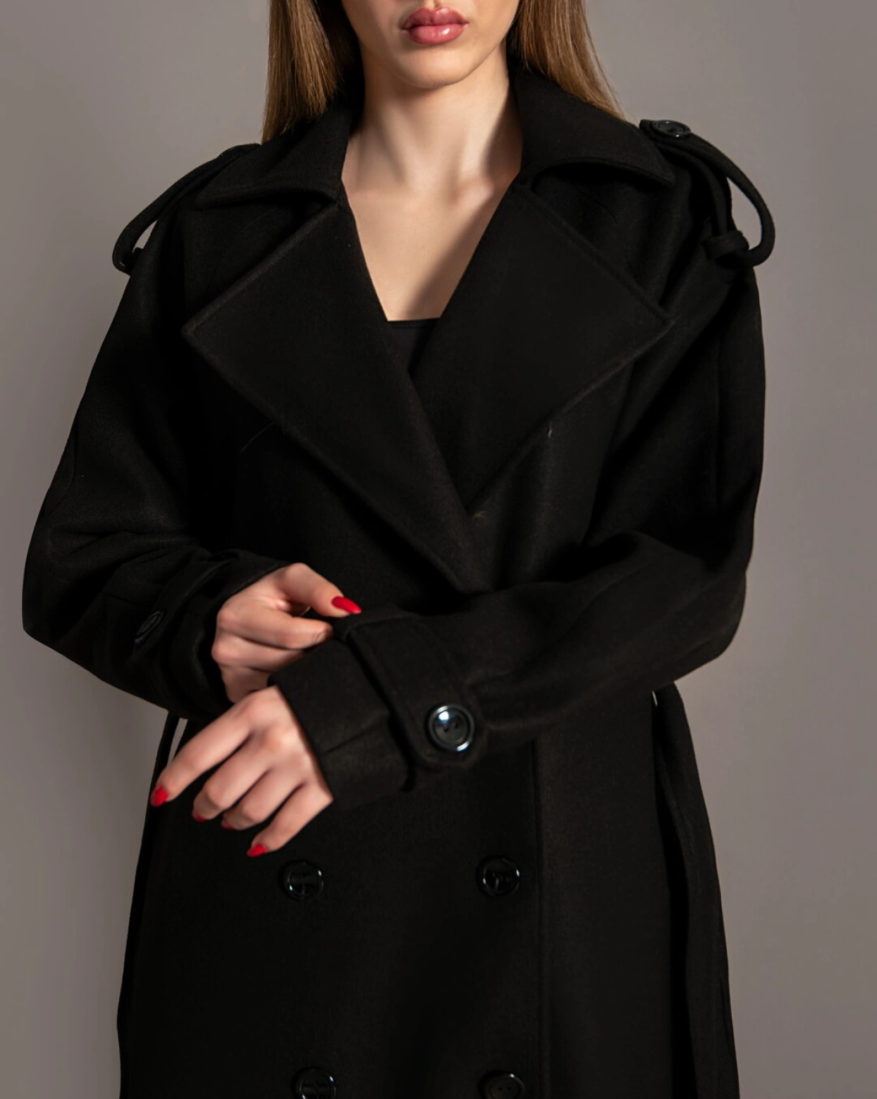Палто Kevin Черно закопчаване с копчета, подплатено отвътре