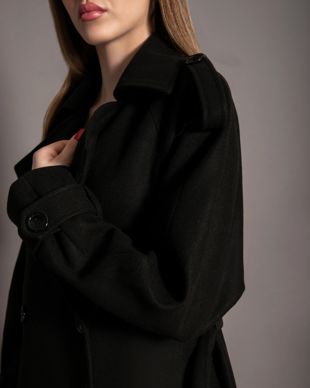 Палто Kevin Черно закопчаване с копчета, подплатено отвътре