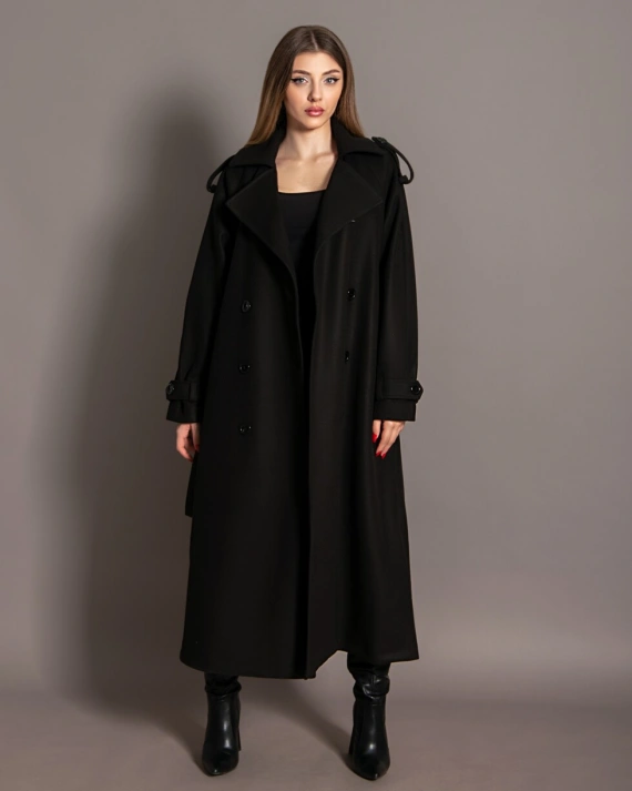 Палто Kevin Черно закопчаване с копчета, подплатено отвътре